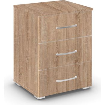 Aditio Sonoma Oak 3 Drawer Bedside Cabinet