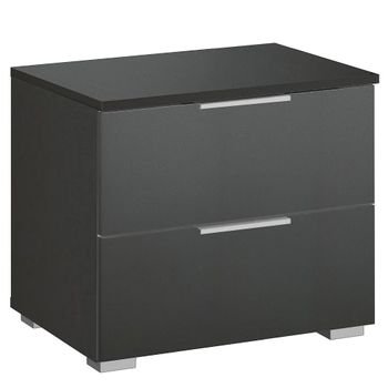 Alabama Metallic Dark Grey 2 Drawer Bedside Cabinet