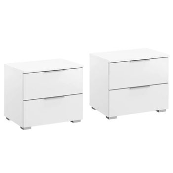 Set of 2 Alabama Alpine White 2 Drawer Bedside Cabinet