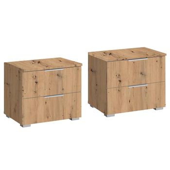 Set of 2 Alabama Artisan Oak 2 Drawer Bedside Cabinet