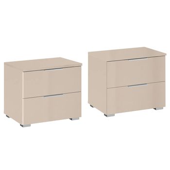 Set of 2 Alabama Champagne 2 Drawer Bedside Cabinet