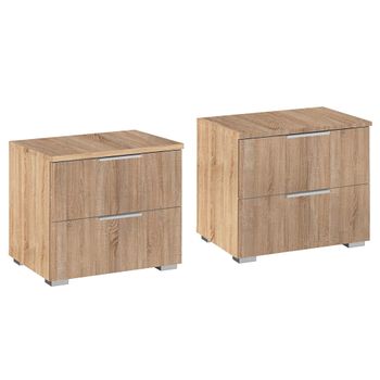 Set of 2 Alabama Sonoma Oak 2 Drawer Bedside Cabinet