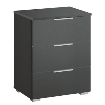 Alabama Metallic Dark Grey 3 Drawer Bedside Cabinet
