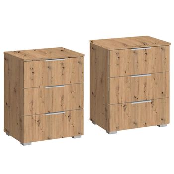 Set of 2 Alabama Artisan Oak 3 Drawer Bedside Cabinet