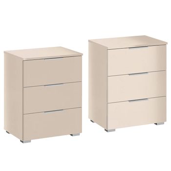 Set of 2 Alabama Champagne 3 Drawer Bedside Cabinet