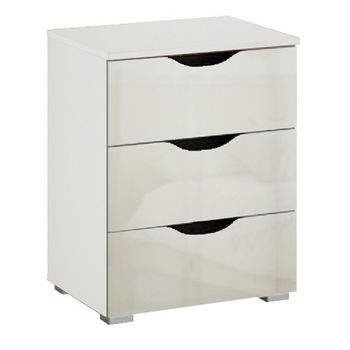 Arnstein Alpine White and White High Gloss 3 Drawer Bedside Cabinet
