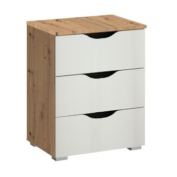 Arnstein Artisan Oak and Alpine White 3 Drawer Bedside Cabinet