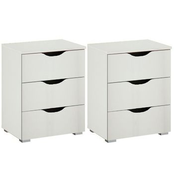 Set of 2 Arnstein Alpine White 3 Drawer Bedside Cabinet