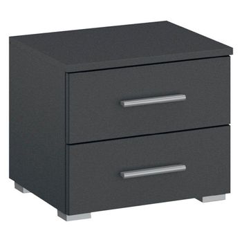 Base Metallic Dark Grey 2 Drawer Bedside Cabinet