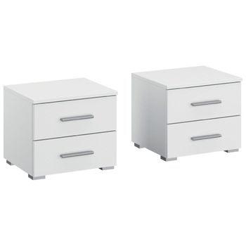 Set of 2 Base Alpine White 2 Drawer Bedside Cabinet