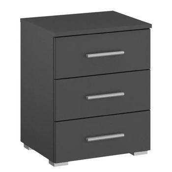 Base Metallic Dark Grey 3 Drawer Bedside Cabinet