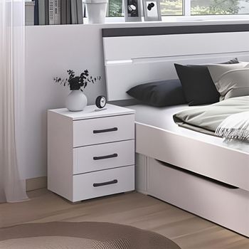 Corvo Alpine White 3 Drawer Bedside Cabinet