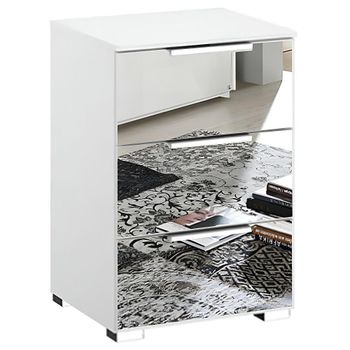 Miramar Mirrored Alpine White 3 Drawer Bedside Cabinet