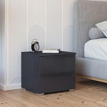Monostar Metallic Dark Grey 2 Drawer Bedside Cabinet
