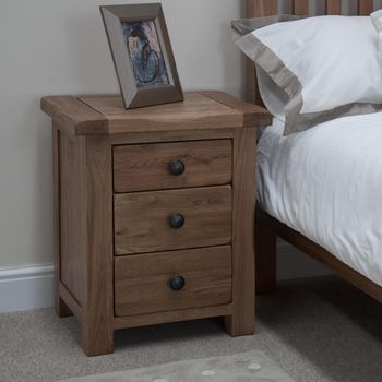 Rustic Oak 3 Drawer Bedside Cabinet