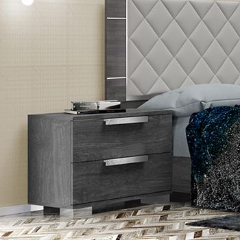 Sarah Grey Birch 2 Drawer Bedside Cabinet with Horizontal Handles