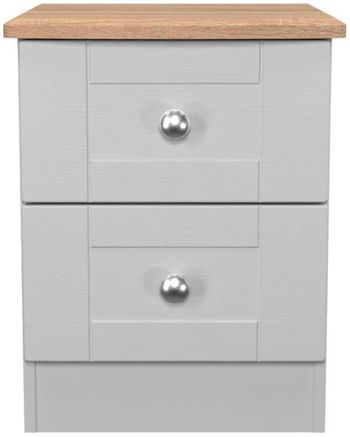 Sussex Grey and Oak 2 Drawer Bedside Cabinet
