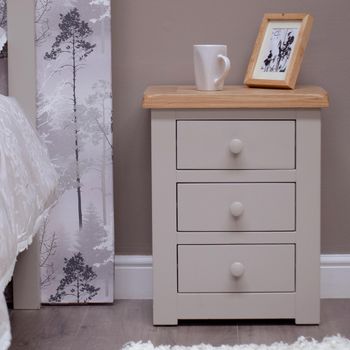 Diamond Painted 3 Drawer Bedside Cabinet