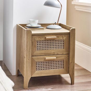 Sydney Faux Rattan 2 Drawer Bedside Cabinet