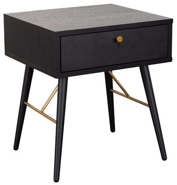 Barcelona Black 1 Drawer Bedside Table