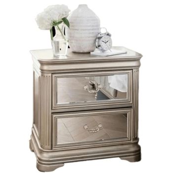 Jessica Champagne Mirrored 2 Drawer Bedside Cabinet