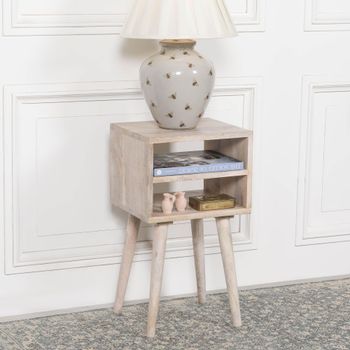 Washed Mango Wood Bedside Table with Shelf