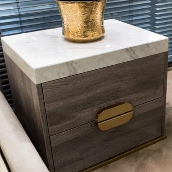 Westin Marble Top 2 Drawer Bedside Cabinet - Sizes Available