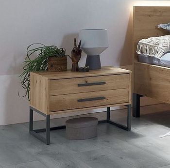 Breda Bianco Oak 2 Drawer Bedside Cabinet