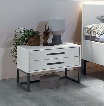 Breda White 2 Drawer Bedside Cabinet