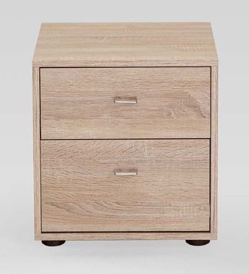 Tokio Silver Handle Rustic Oak 2 Drawer Bedside Cabinet