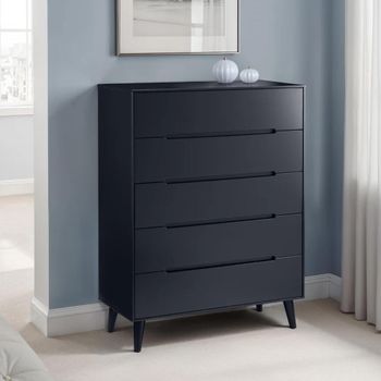 Alicia Black 5 Drawer Midi Chest