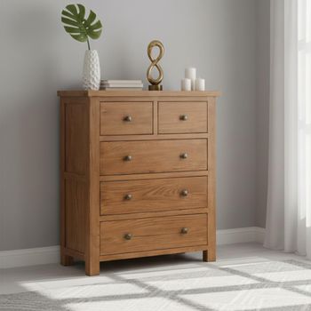 Original Rustic Oak 2+3 Drawer Chest