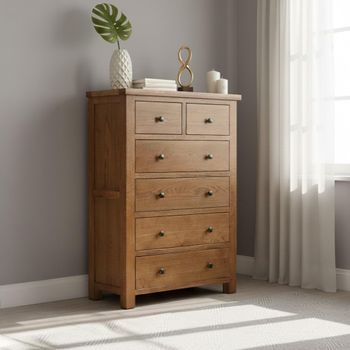 Original Rustic Oak 2+4 Drawer Chest
