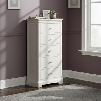 Cromwell Grey Painted Narrow 5 Drawer Chest