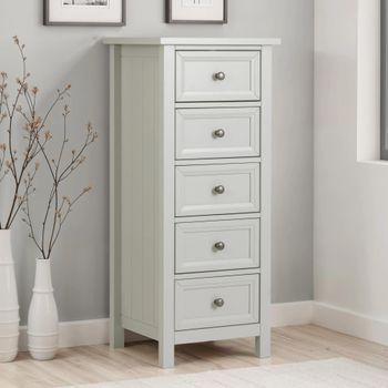 Maine Grey 5 Drawer Narrow Chest