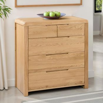 Curve Oak 3+2 Drawer Chest