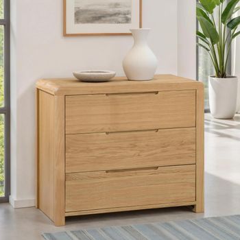 Curve Oak 3 Drawer Small Chest