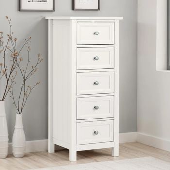 Maine White 5 Drawer Tall Chest
