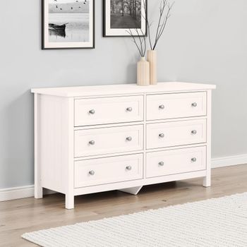 Maine White 6 Drawer Wide Chest