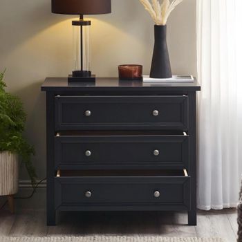 Maine Black 3 Drawer Small Chest