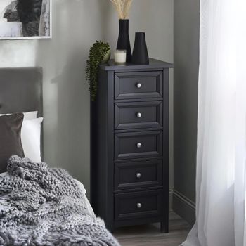 Maine Black 5 Drawer Tall Chest