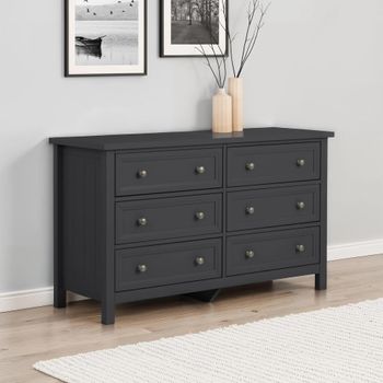 Maine Black 6 Drawer Wide Chest