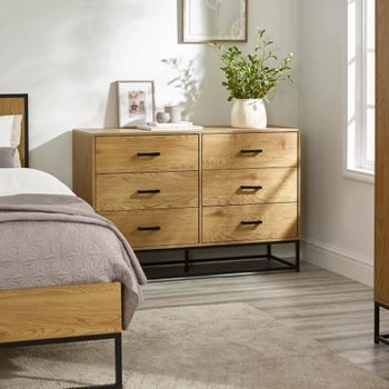 Harlow Light Oak Effect 6 Drawer Wide Chest