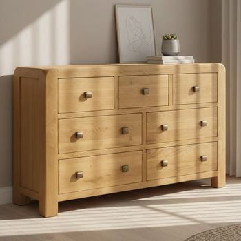 Curve Oak 3+4 Drawer Chest