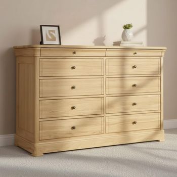 Moreno Oak 10 Drawer Wide Chest