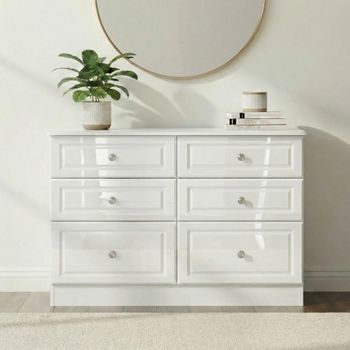 Pembroke White Gloss 6 Drawer Midi Chest