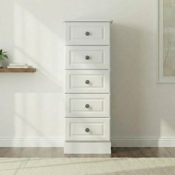 Pembroke White 5 Drawer Narrow Chest