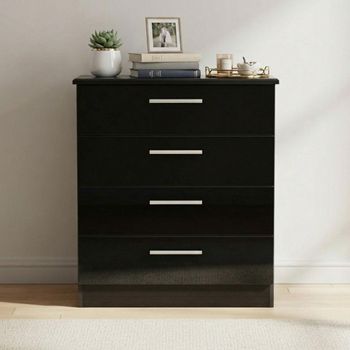 Knightsbridge Black Gloss 4 Drawer Chest