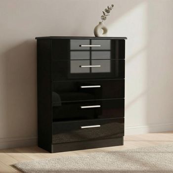 Knightsbridge Black Gloss 5 Drawer Chest
