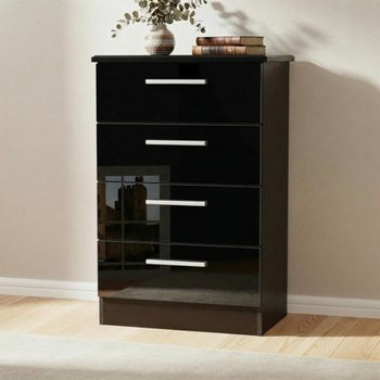 Knightsbridge Midi Black Gloss 4 Drawer Chest
